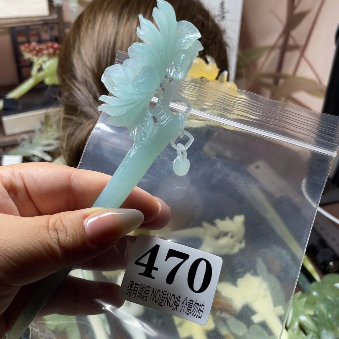 岫玉未镶嵌发饰飞***饼