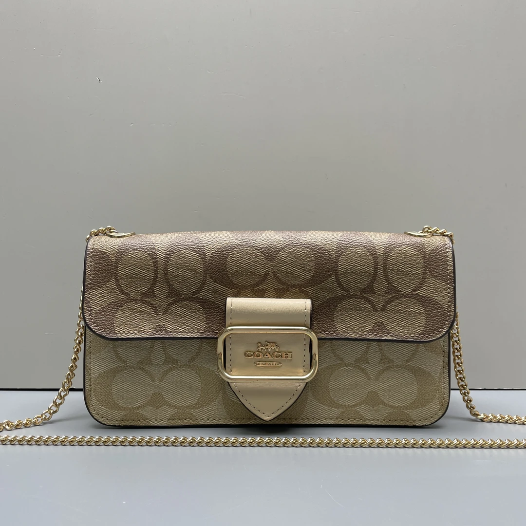 90新 COACH/蔻驰 morgan20深浅老花链条包20*10*4cmMB111807
