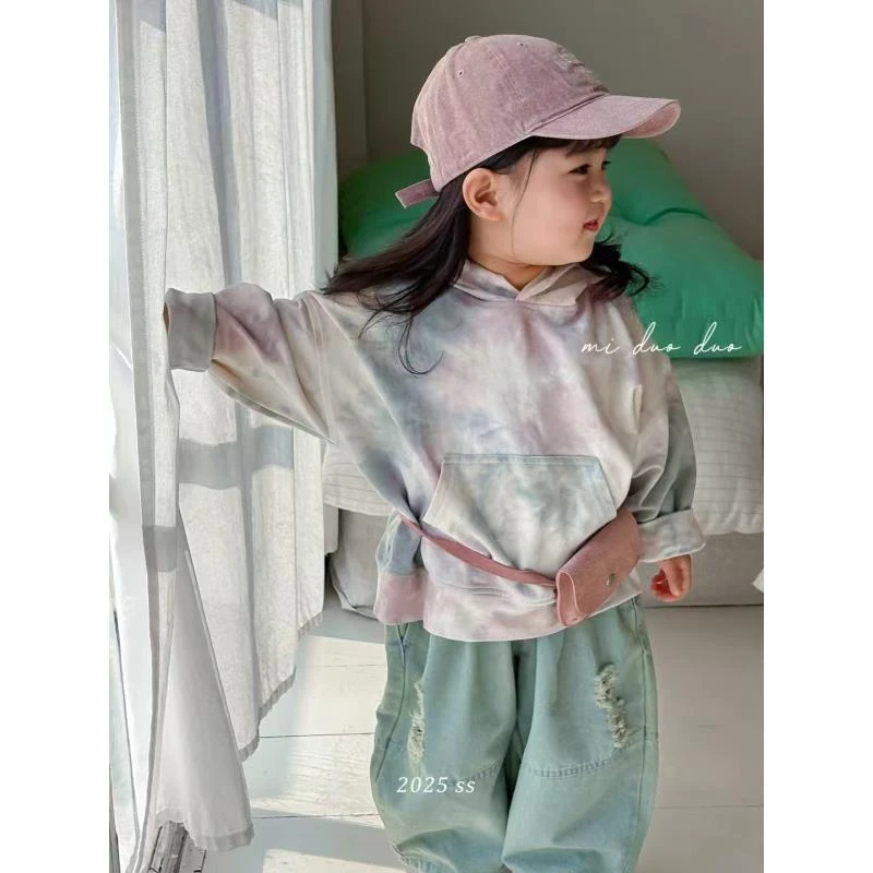 现货〃米哆多2025春季新款韩版扎染卫衣外套男童时尚做旧洋气8630