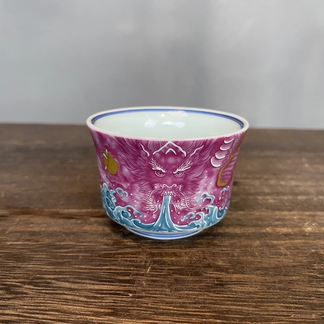 胭脂红吸水龙马蹄杯（小（陶瓷/紫砂/建盏/茶周边 > 紫砂 > 茶宠）