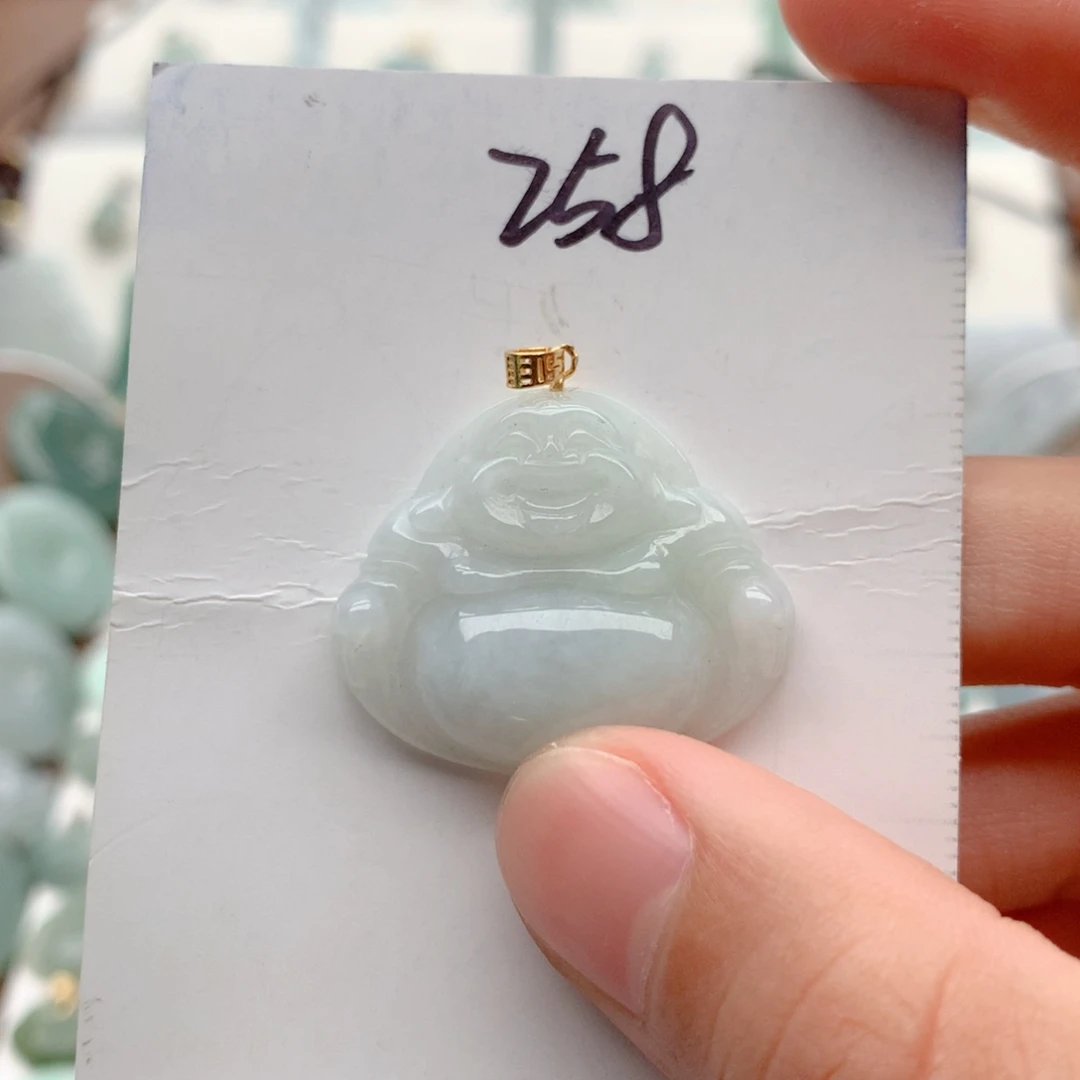 翡翠银S925镀金镶嵌颈饰小*福吊坠