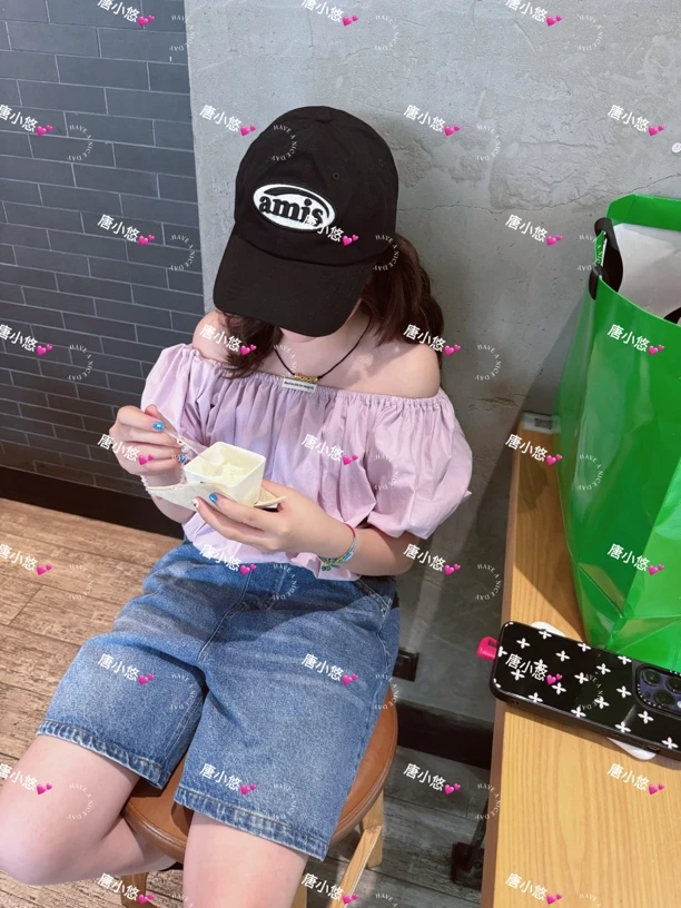 唐小悠 童装定制款 2025小悠同款 东大门新款 洋气紫色花苞上衣