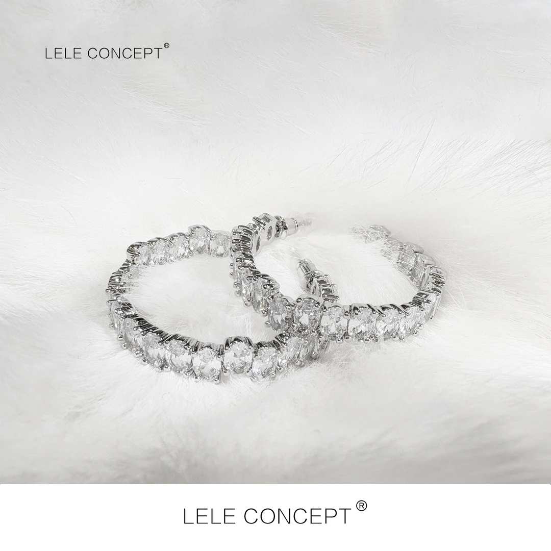 LELE CONCEPT 铜合金锆石耳饰 丨闪光耳圈简约SP0222