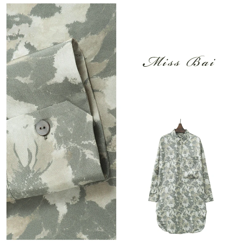 YIWEN-【答案】时尚高级设计感桑蚕丝长款衬衫CS7846