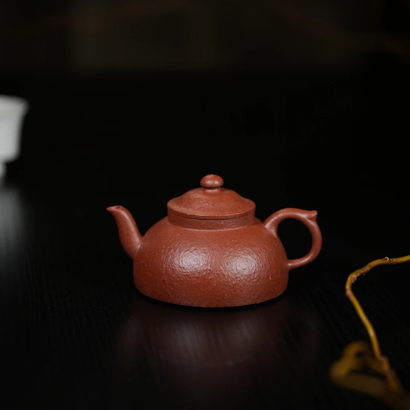 摹古梨皮小煤窑朱泥孟臣款笠帽半月壶120cc