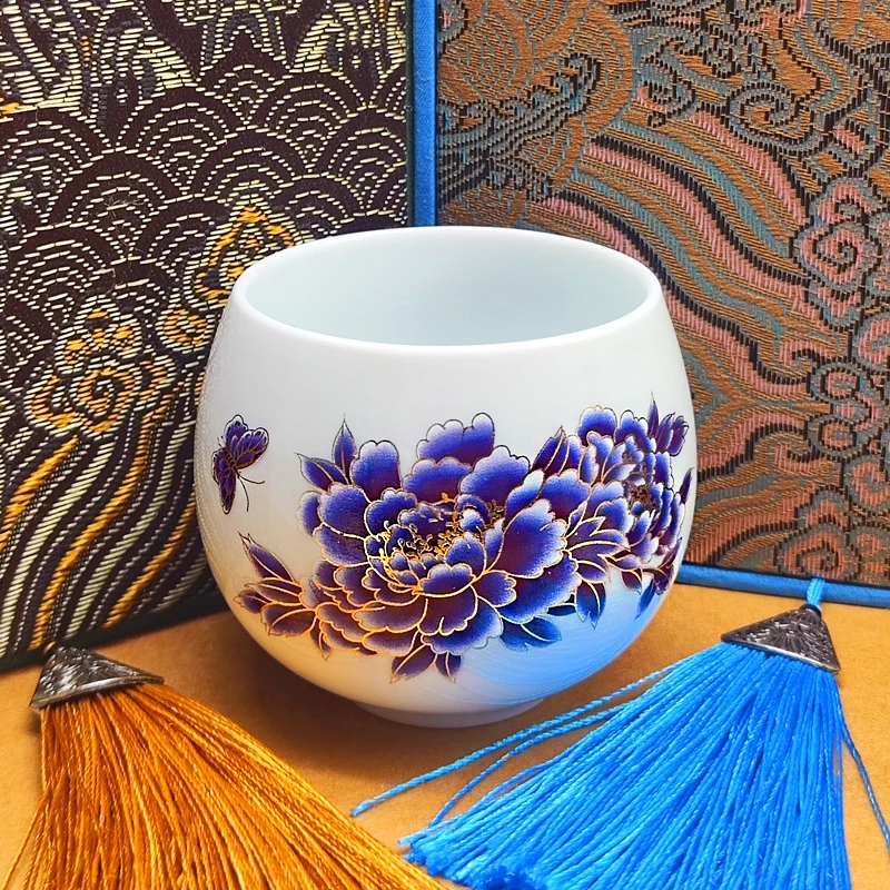 遇热变色白瓷功夫茶杯单杯主人杯中式陶瓷个人专用大号品茗杯客杯