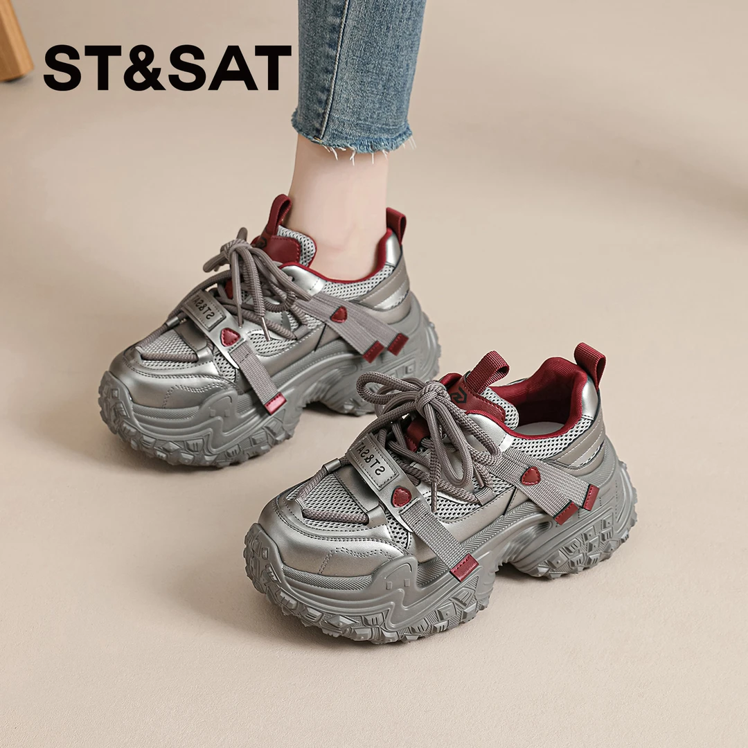 星期六复古厚底老爹鞋女2025新款秋冬百搭休闲鞋小个子增高运动鞋