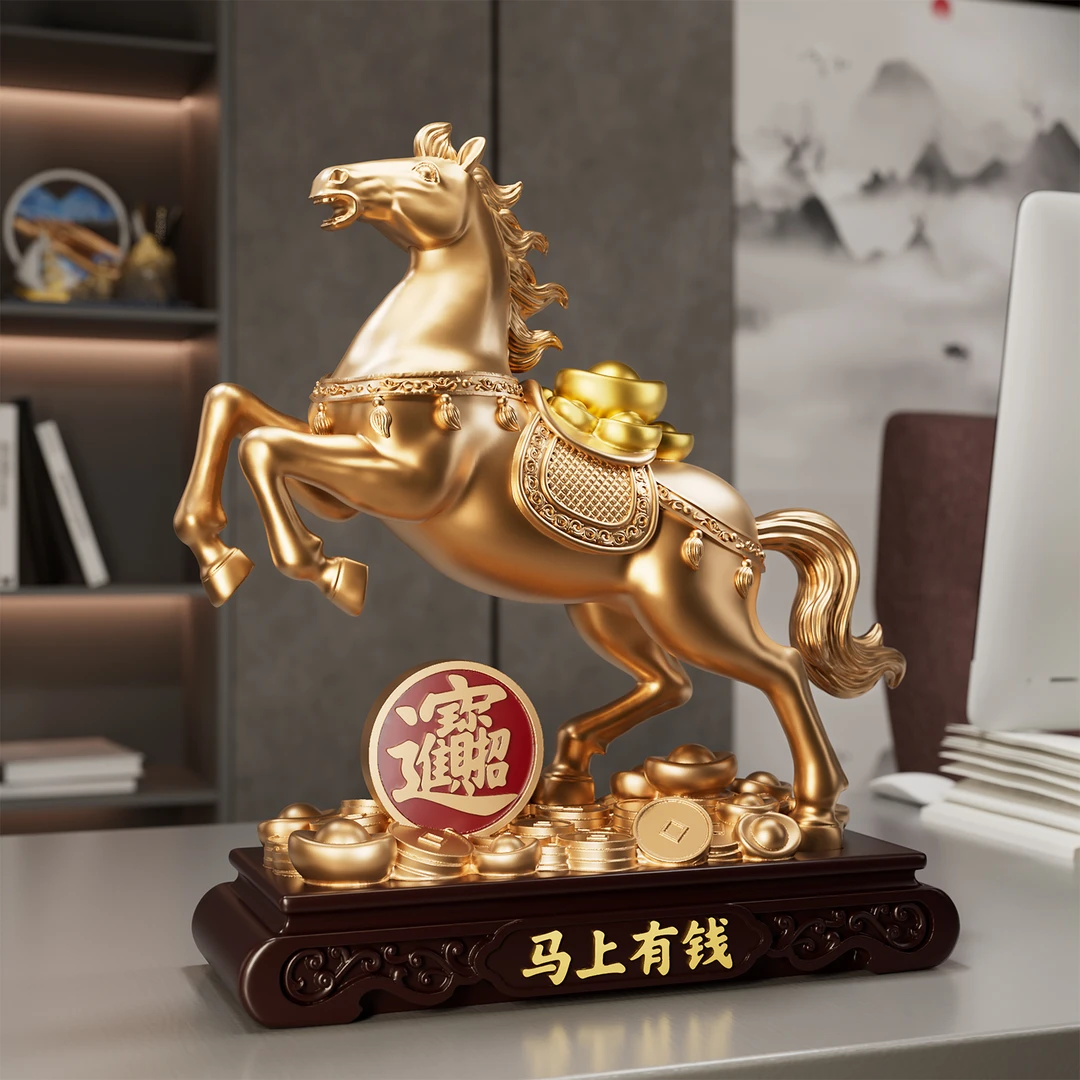 招财马上有钱桌面摆件客厅轻奢高档办公室酒柜电视柜装饰乔迁礼物