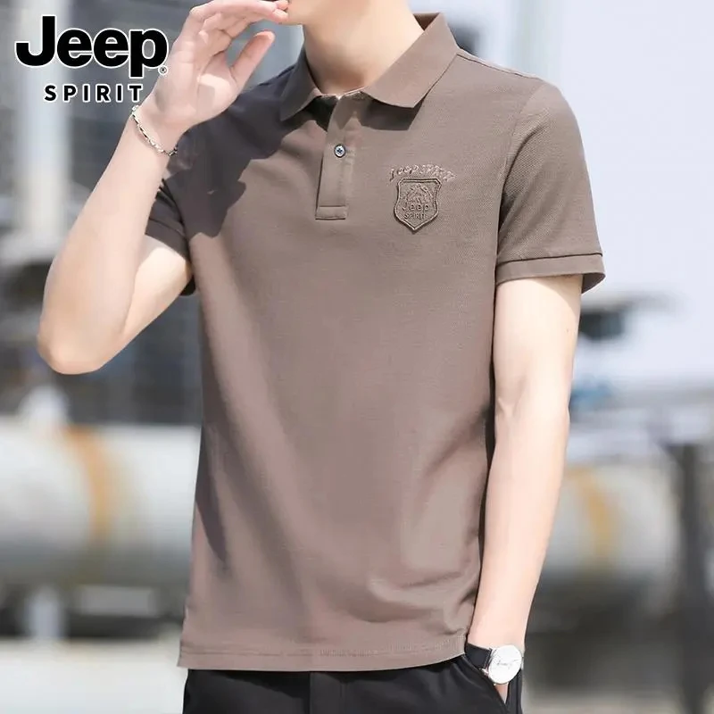JEEPSPIRIT纯棉短袖t恤男士夏季潮流商务休闲薄款百搭翻领polo衫