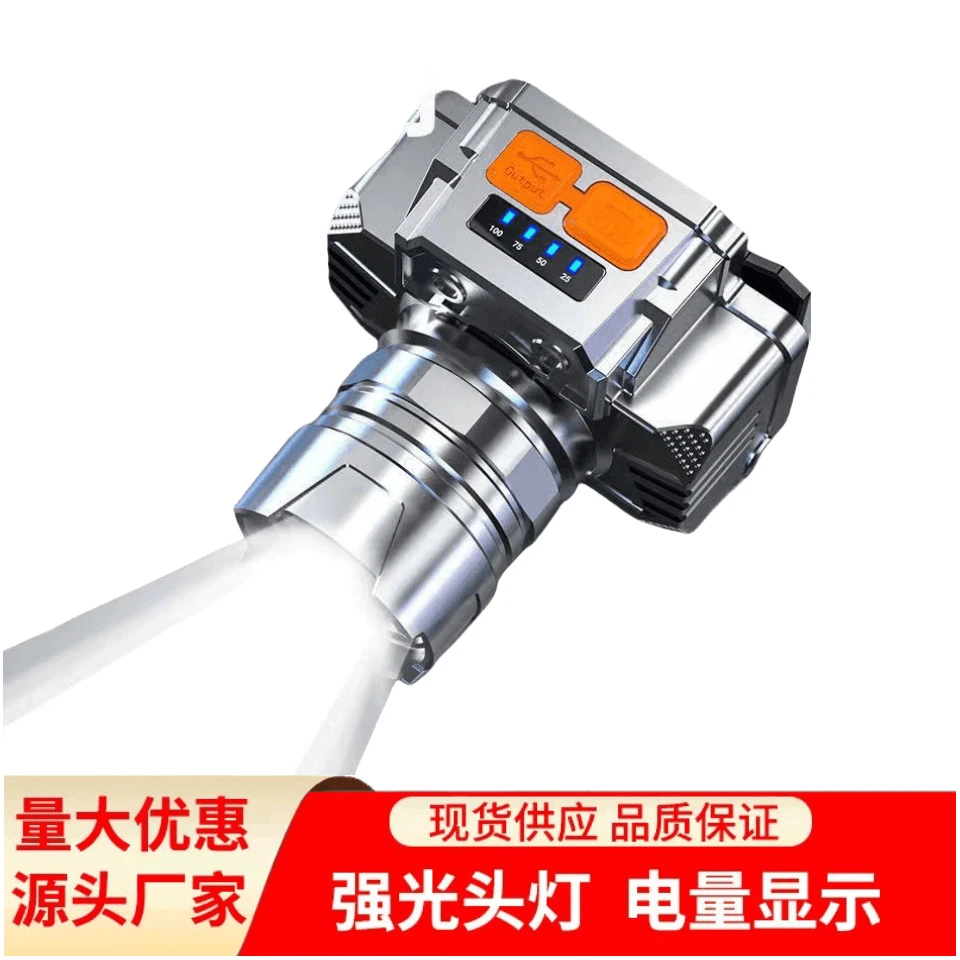 新款头灯LED强光超亮户外钓鱼USB充电矿灯头戴式手电筒野外长续航