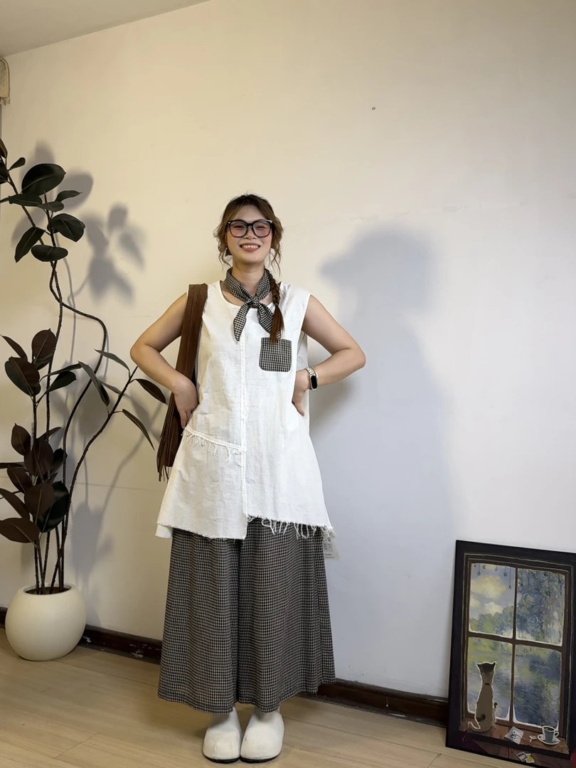 夏季无袖上衣小众森系复古阔腿裤显瘦宽松休闲百搭慵懒文艺