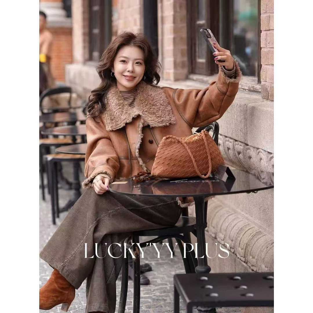 WASSUPLUCKYYY 高品定制帅气机车风保暖高包容度皮毛一