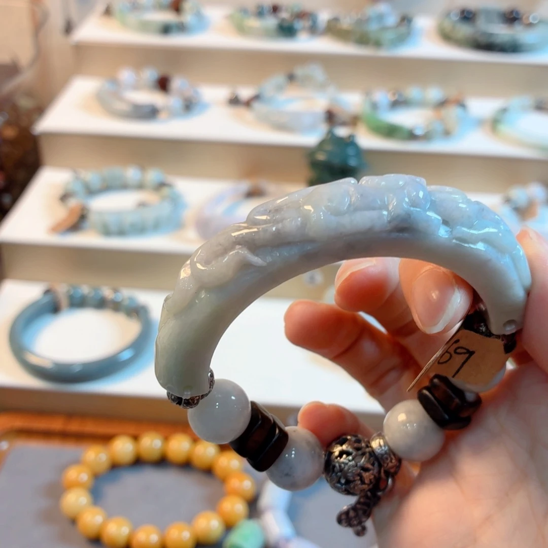 财***尖翡翠未镶嵌手链手串