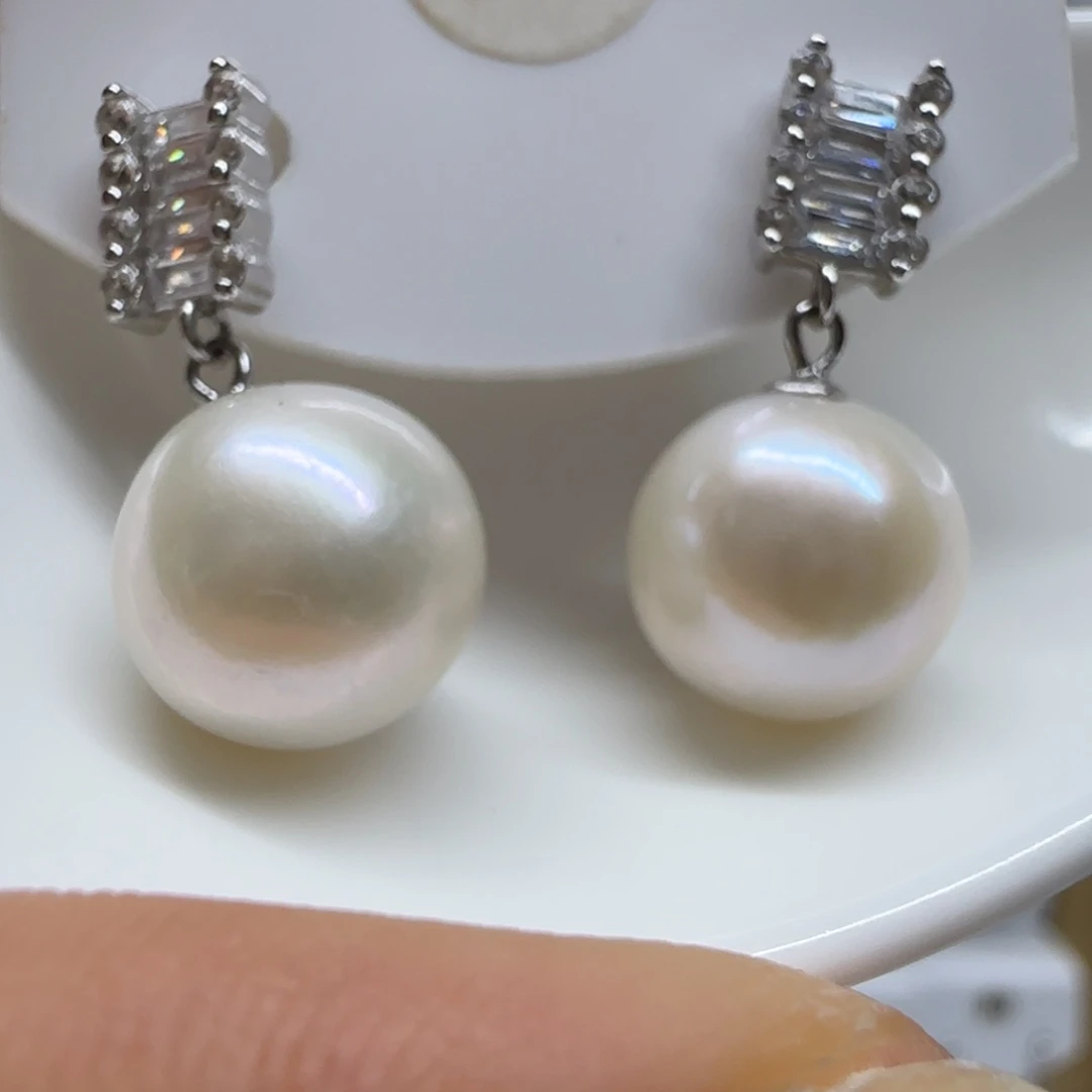 银S925镶嵌淡水珍珠耳饰11