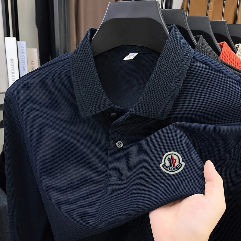 【奥莱撤柜】徽标翻领大牌长袖T恤男士秋季商务休闲高端定制POLO衫