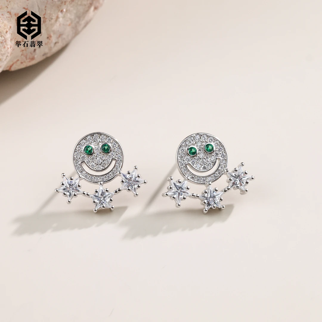 925银合成锆石银制品 【举石臻品】TH0707-6680-312个性耳饰(一对）X