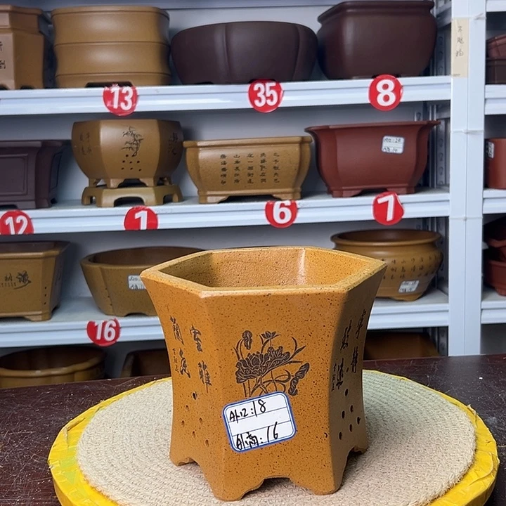 紫砂花盆蛇年大吉