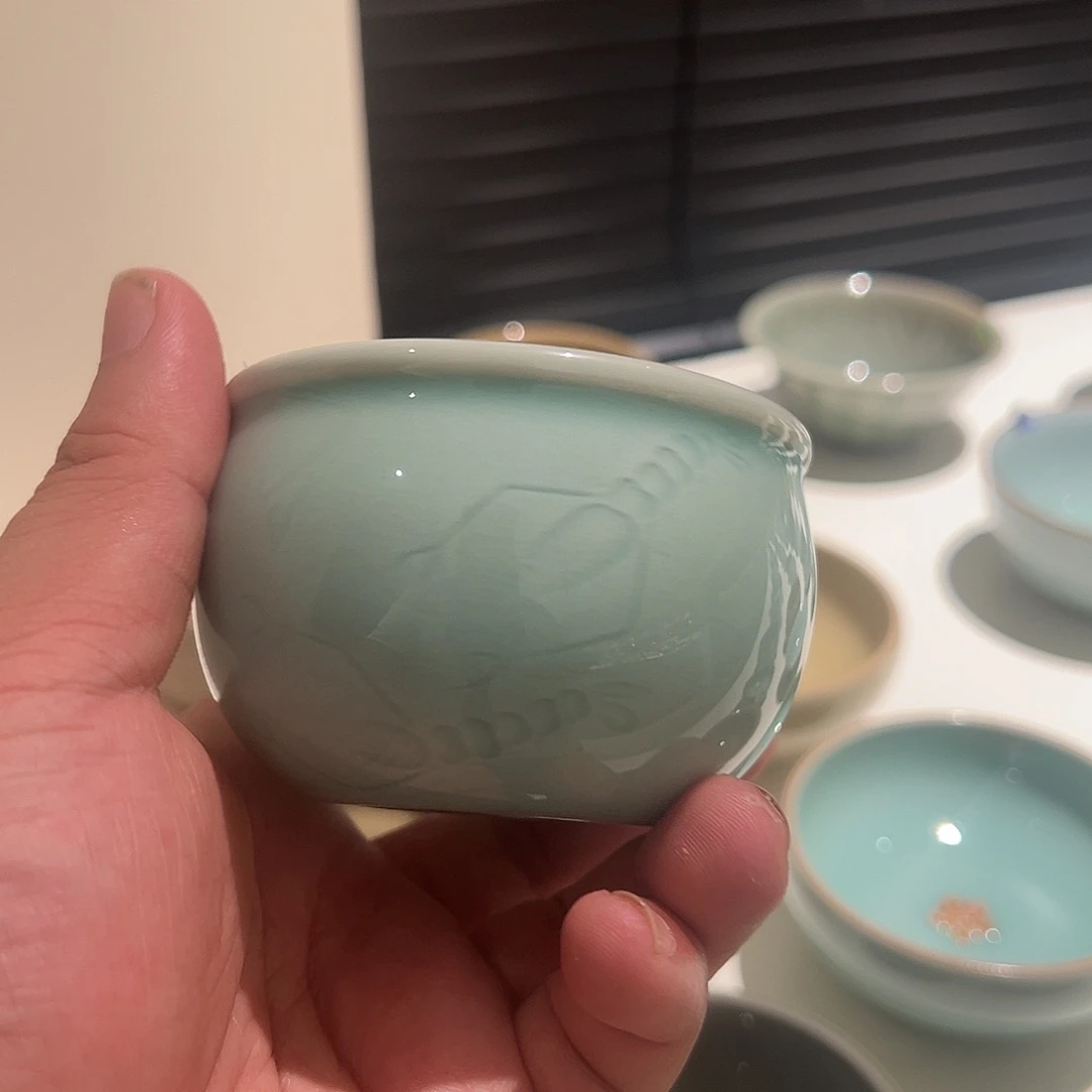 龙泉青瓷虾风水缸杯