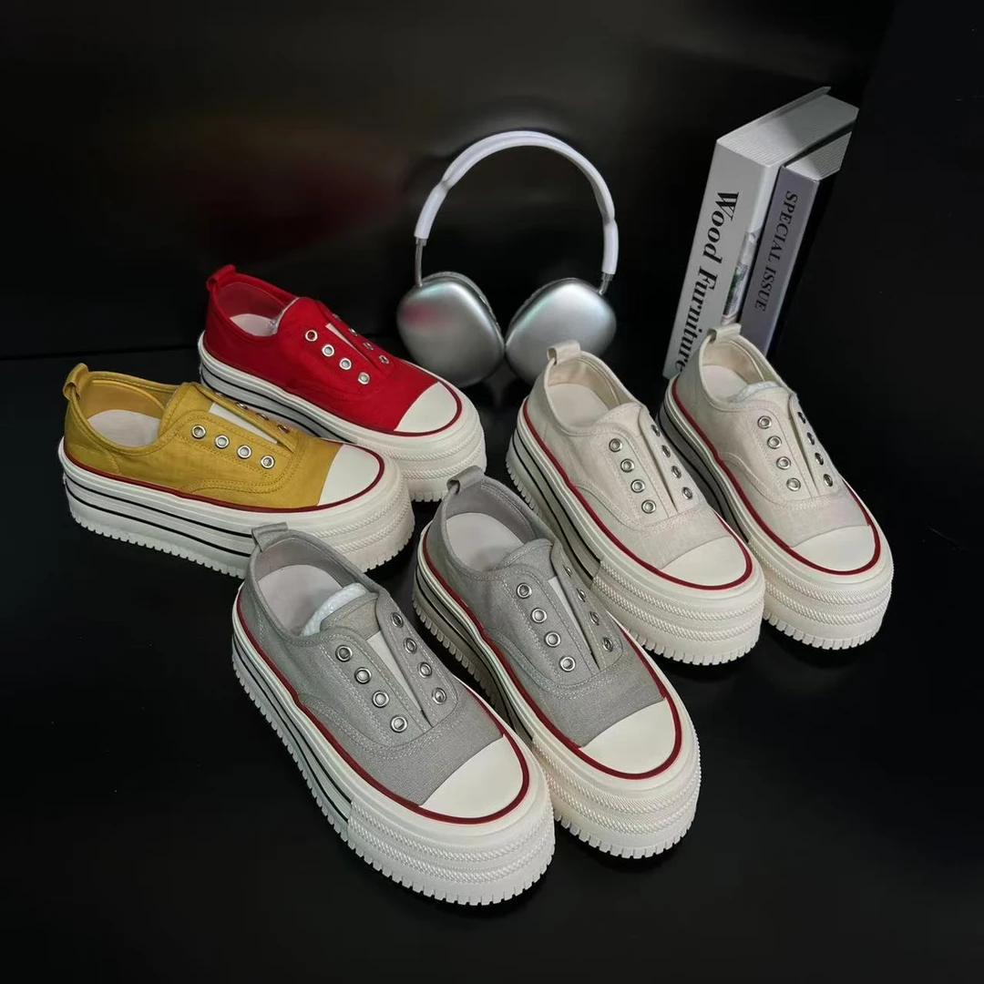 【夏日邮寄】厚底透气帆布鞋女2025夏季新款小个子增高休闲鞋