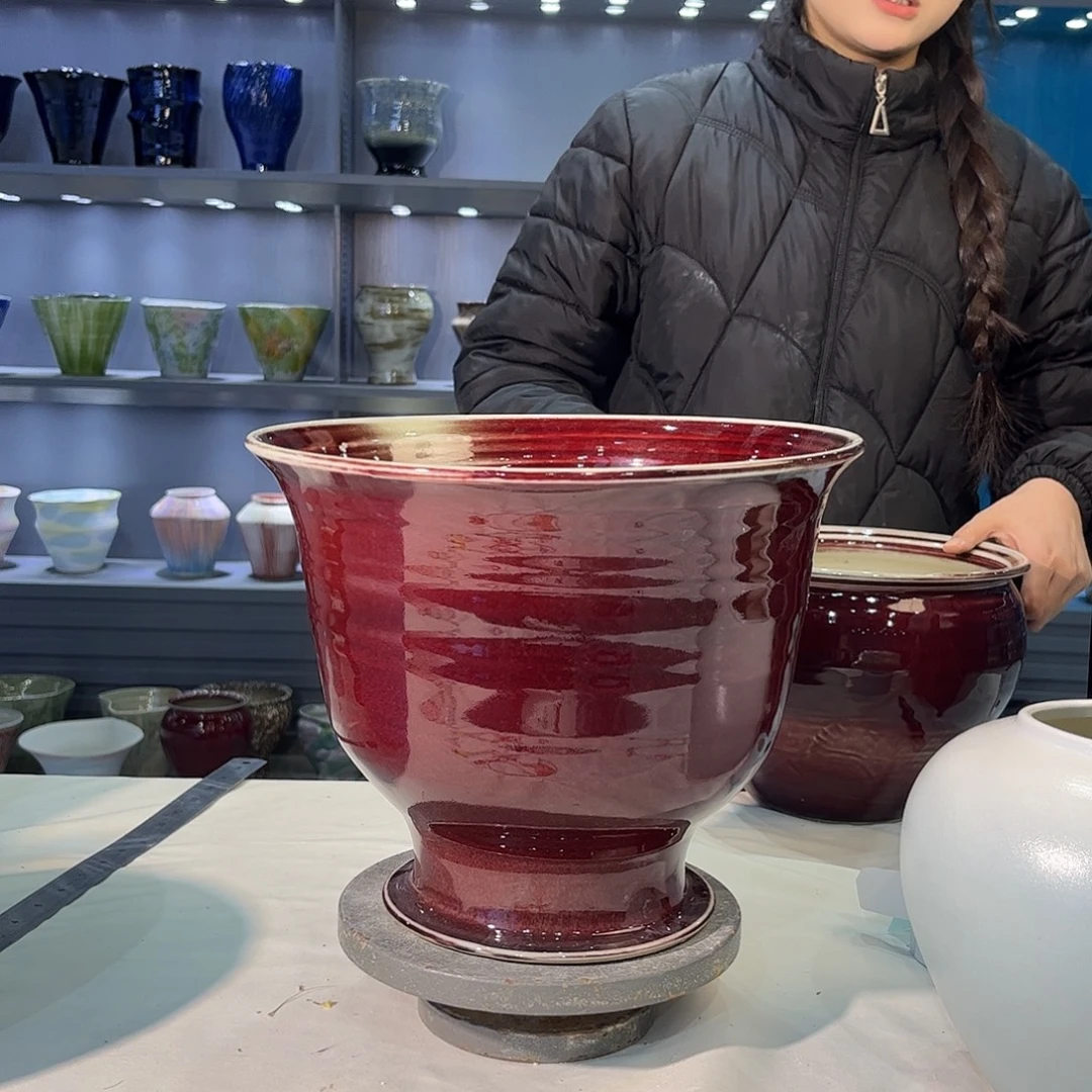 陶摆件景德镇陶瓷花瓶 口径28.5厘米 高度23厘米