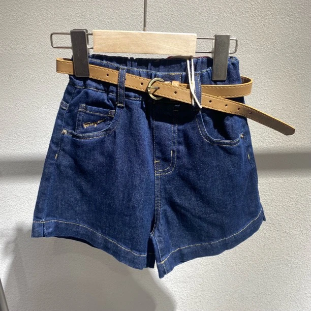 2811童装带腰带五分牛仔短裤
