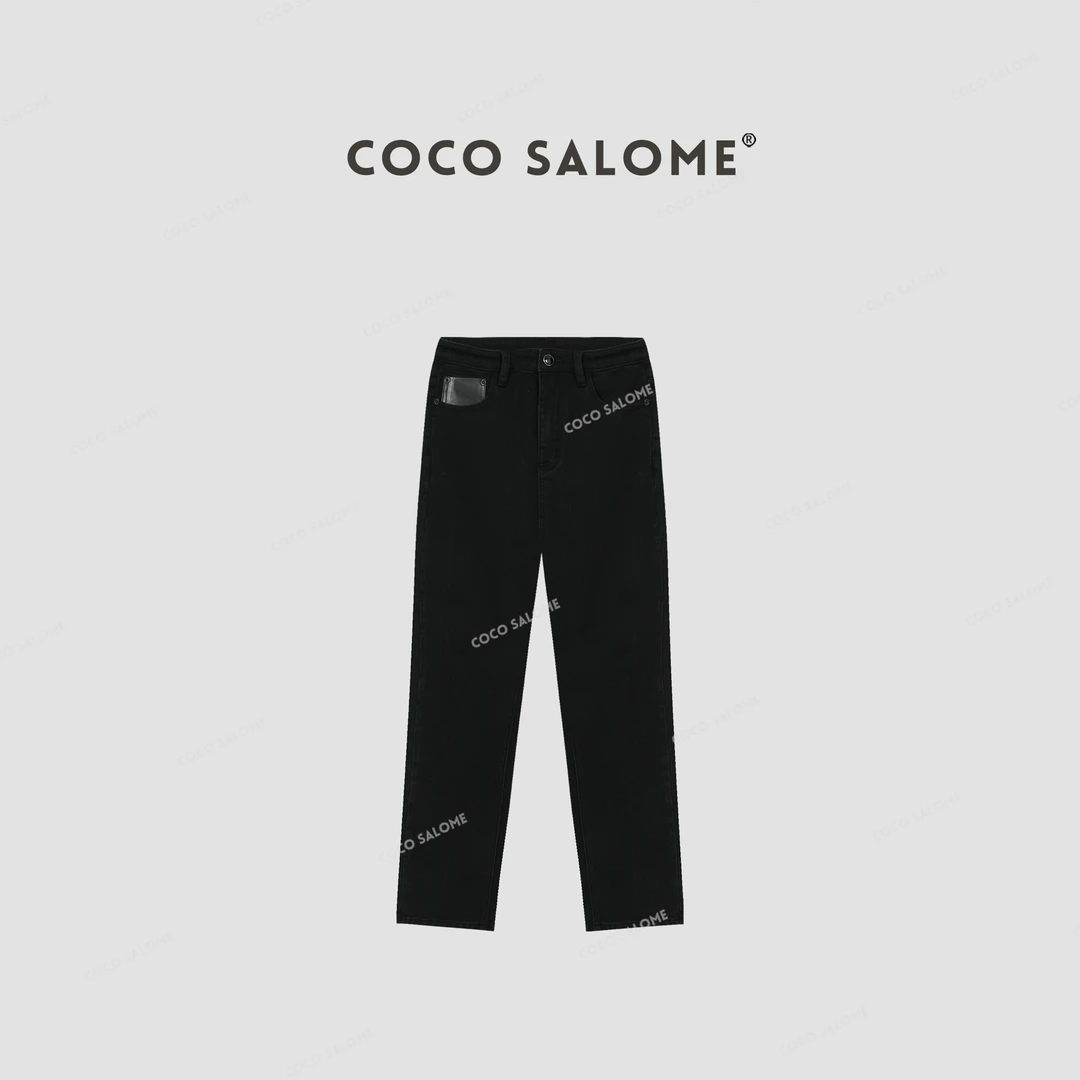 COCO SALOME｜韩彬彬"M小黑裤"天丝加绒显瘦弹力烟管牛仔裤0552