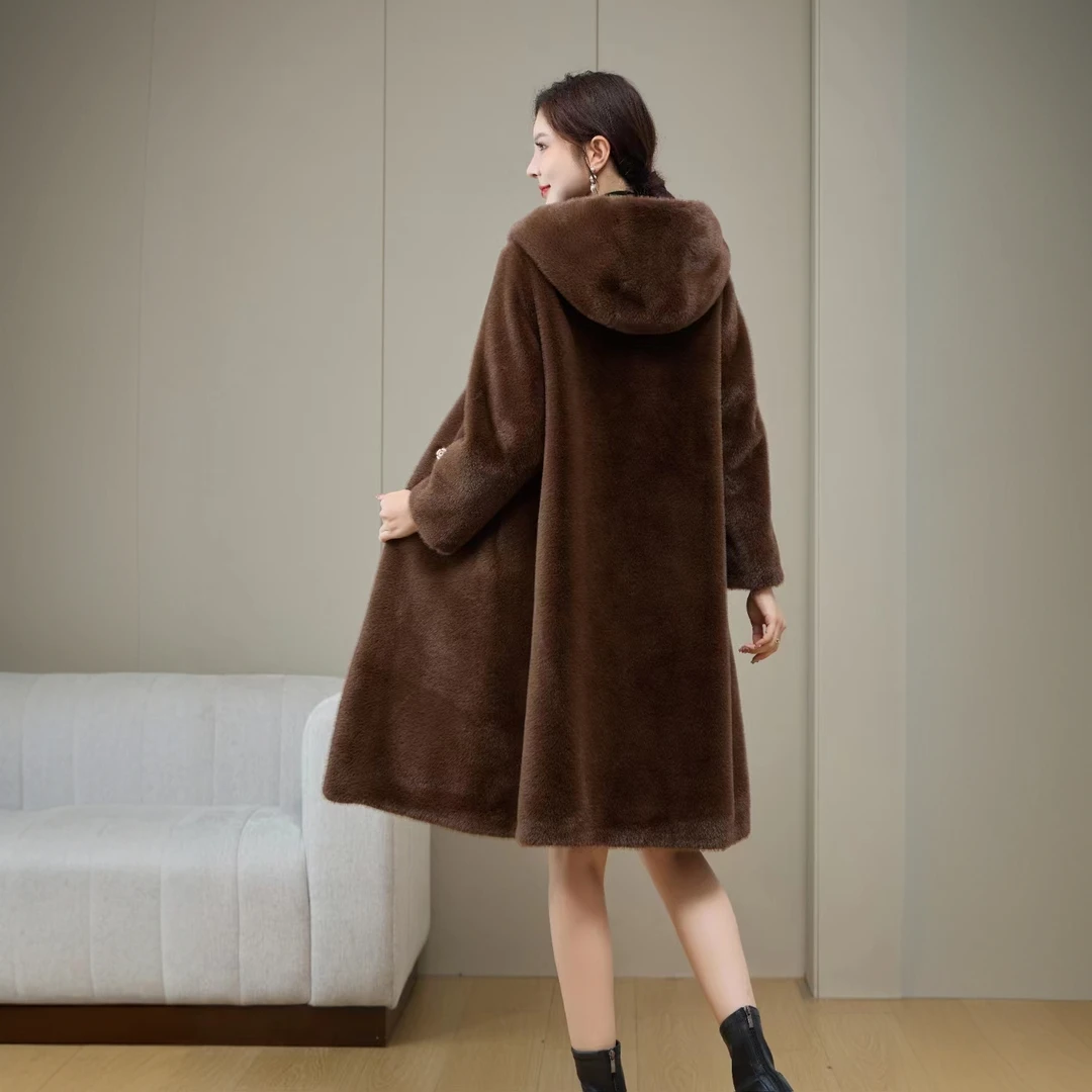 人造皮草 05不褪色常规款外套气质带帽风衣斗篷保暖休闲秋冬女款