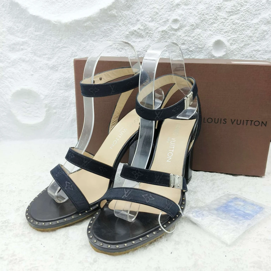 99新 LouisVuitton/路易威登 37.5码/绑带粗跟凉鞋/A2259（盒子）