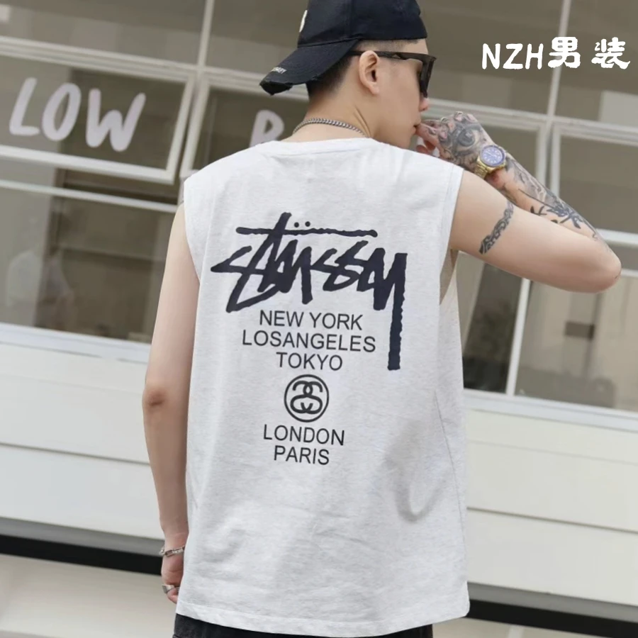 NZH男装-薄款夏季男直下摆字母慵懒风背心