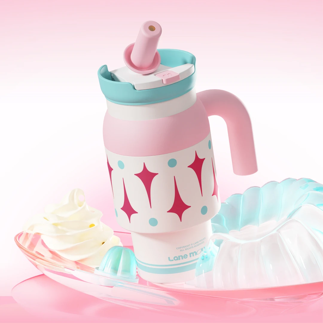 览萌Lane Mouen保冷保温杯陶瓷高颜值冰霸杯女生大容量车载吸管杯