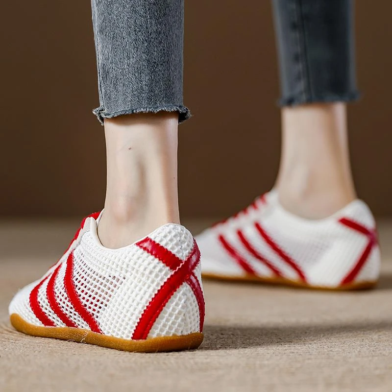 网面牛津底防滑阿甘鞋女2025夏季新款女鞋平底浅口单鞋小白鞋板鞋