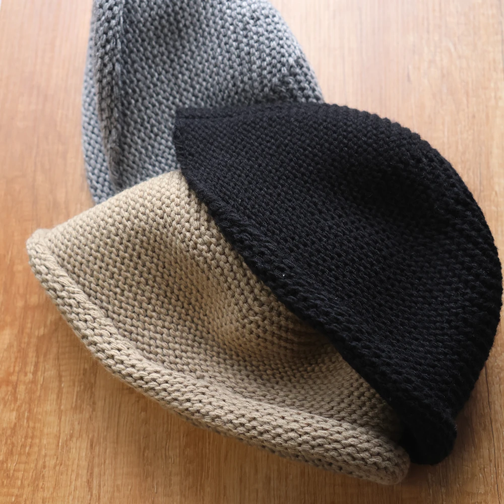 棉叙秋冬新品时尚纯色简约针织毛线帽女士15281