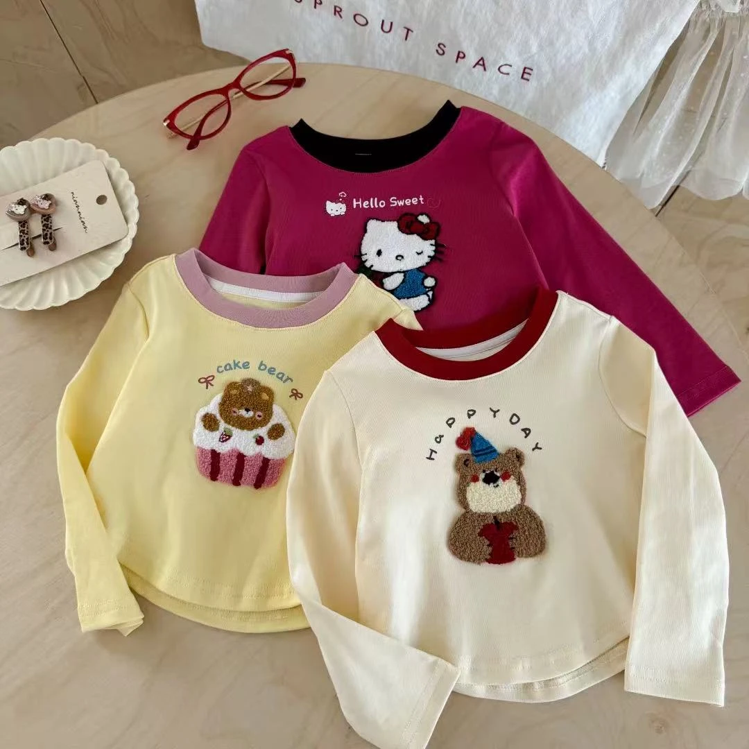女童春秋季kt猫长袖T恤女宝宝秋款卡通打底衫儿童装2025新款上衣t