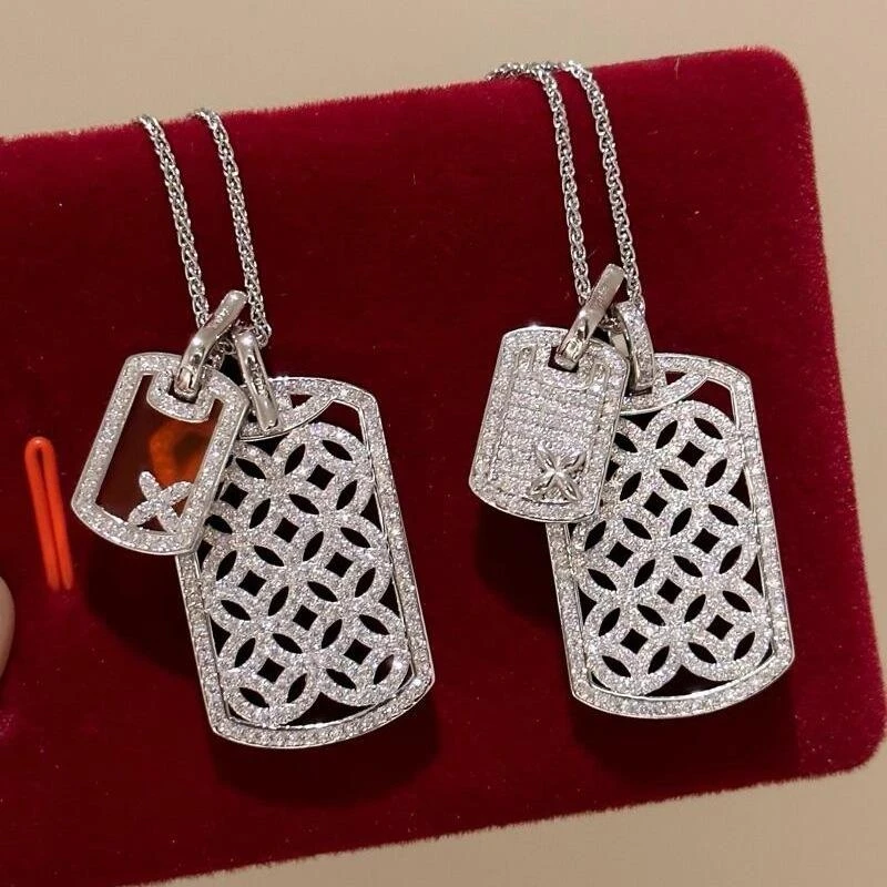 坠链均925银 新中式无事牌满钻金钱项链女精致高级感气质女锁骨链