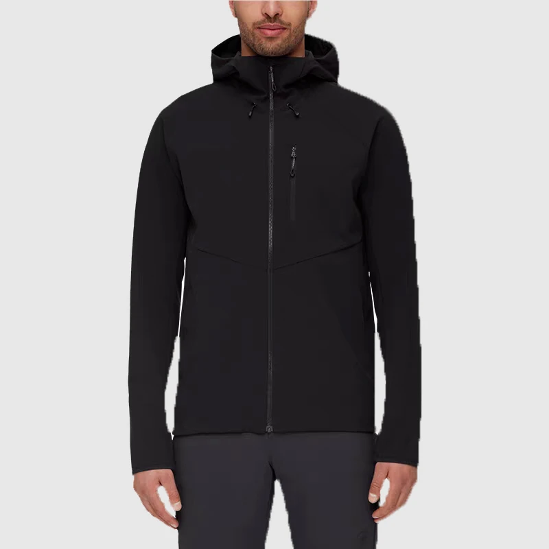 秋冬软壳冲锋衣情侣透气加绒保暖运动跑步休闲连帽外套/20240705