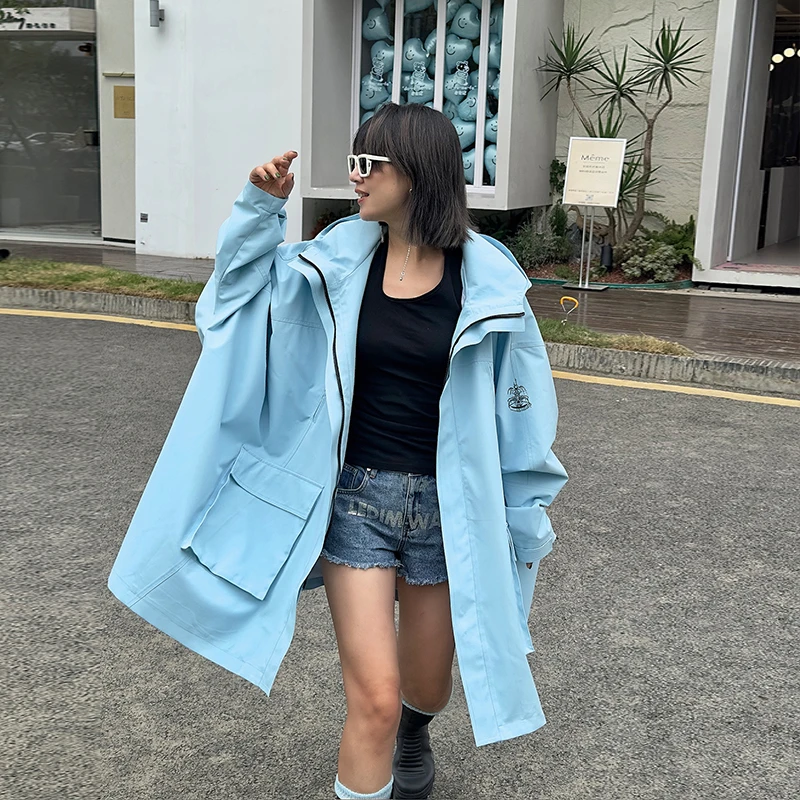 ledim wang【明星同款】超好看风衣外套女2024秋季新款多巴胺冲锋衣