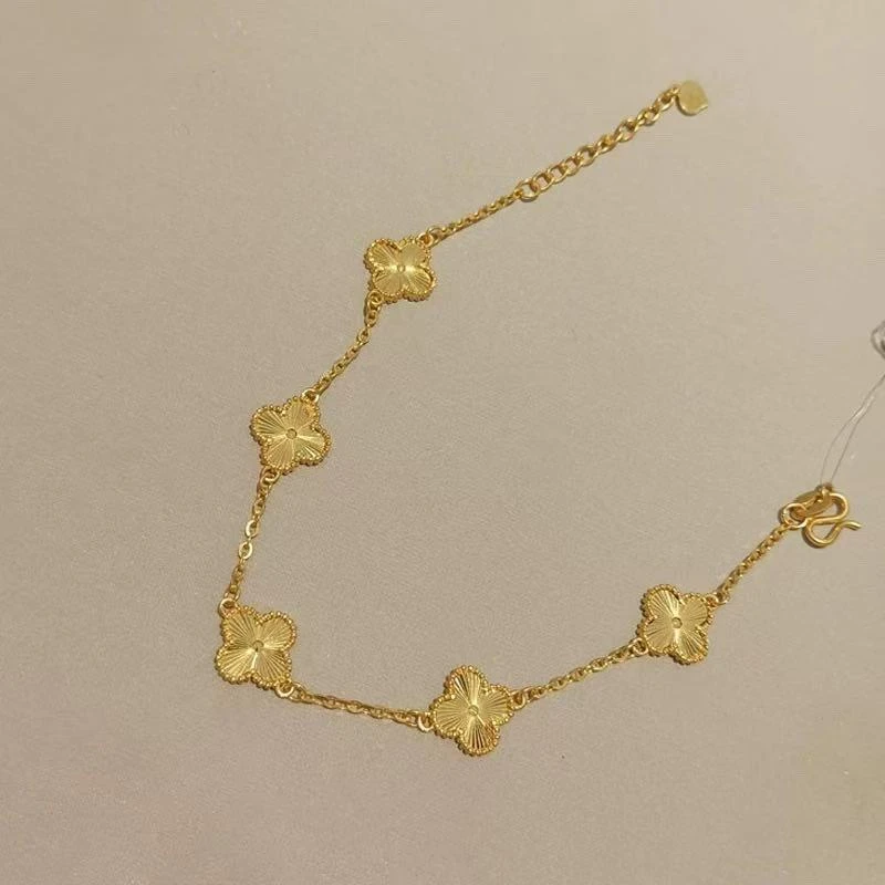 合金手链 黄色时尚简约百搭气质镭射四叶花手链【雯雯专享】HEJS336