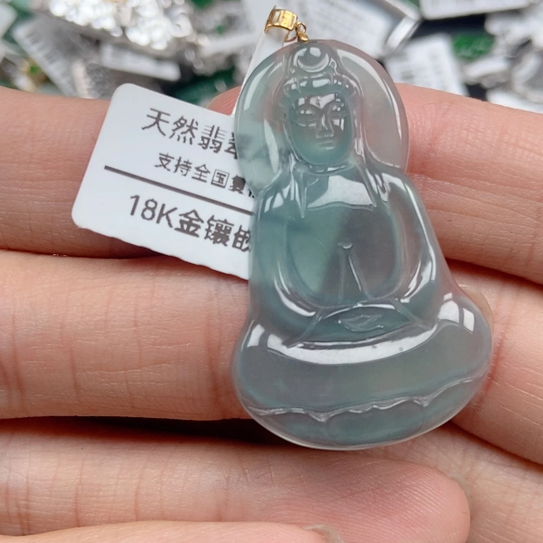 翡翠18K金镶嵌吊坠(不含链)