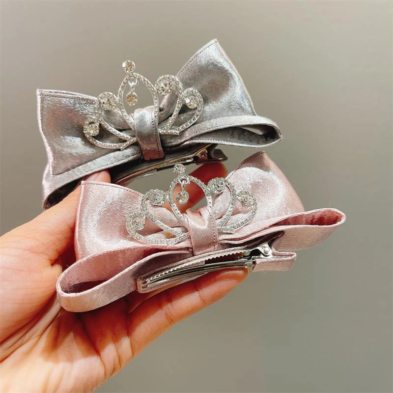 儿童发饰高级感女童立体蝴蝶结发夹公主皇冠头饰百搭马尾顶夹发卡