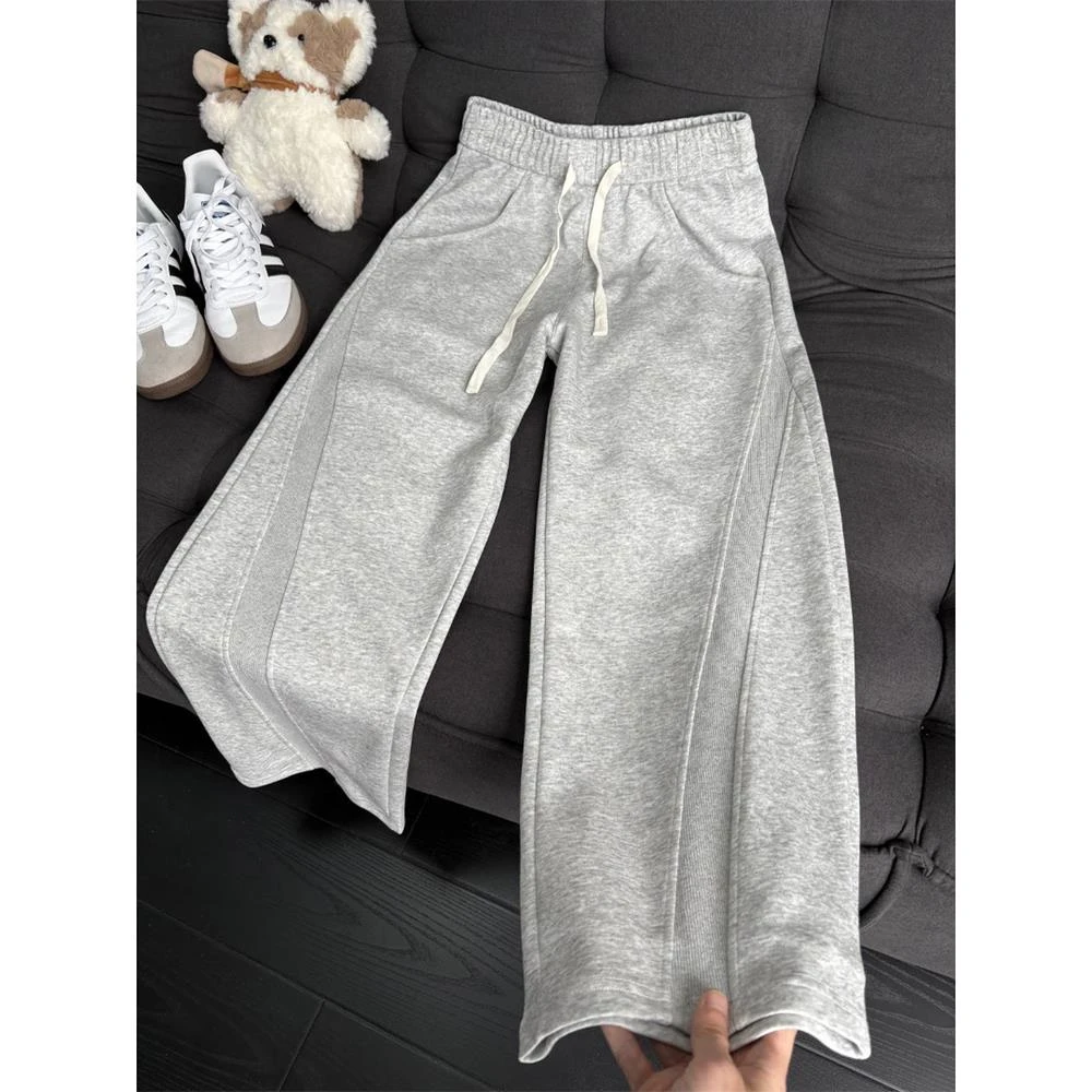 美式灰色弯刀卫裤男款cleanfit斜切镰刀裤子重磅垂感阔腿休闲长裤