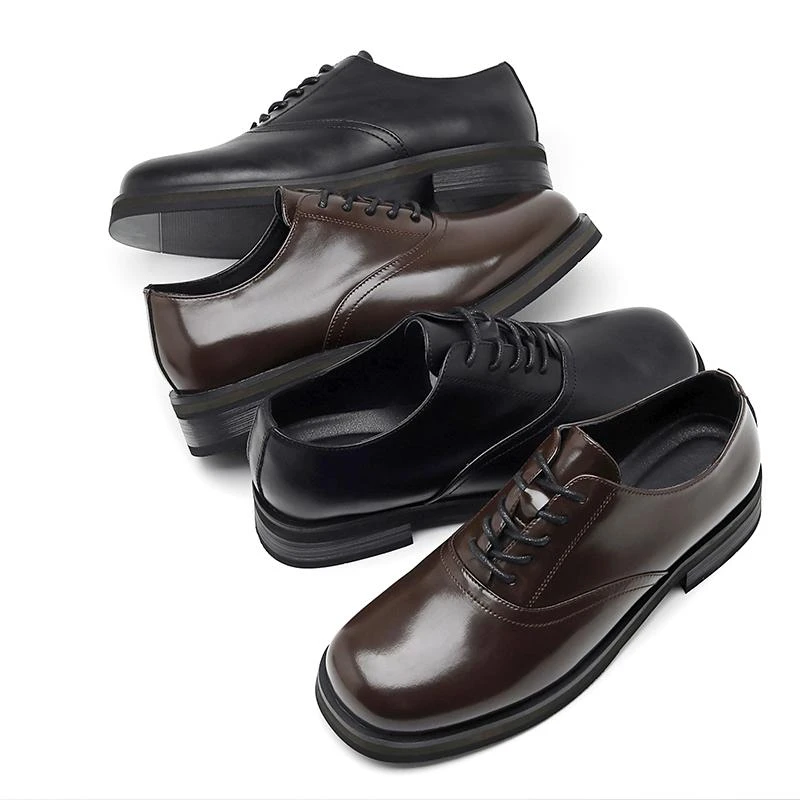 厚底德比鞋英伦风方头皮鞋男女同款Cleanfit增高商务正装休闲鞋子