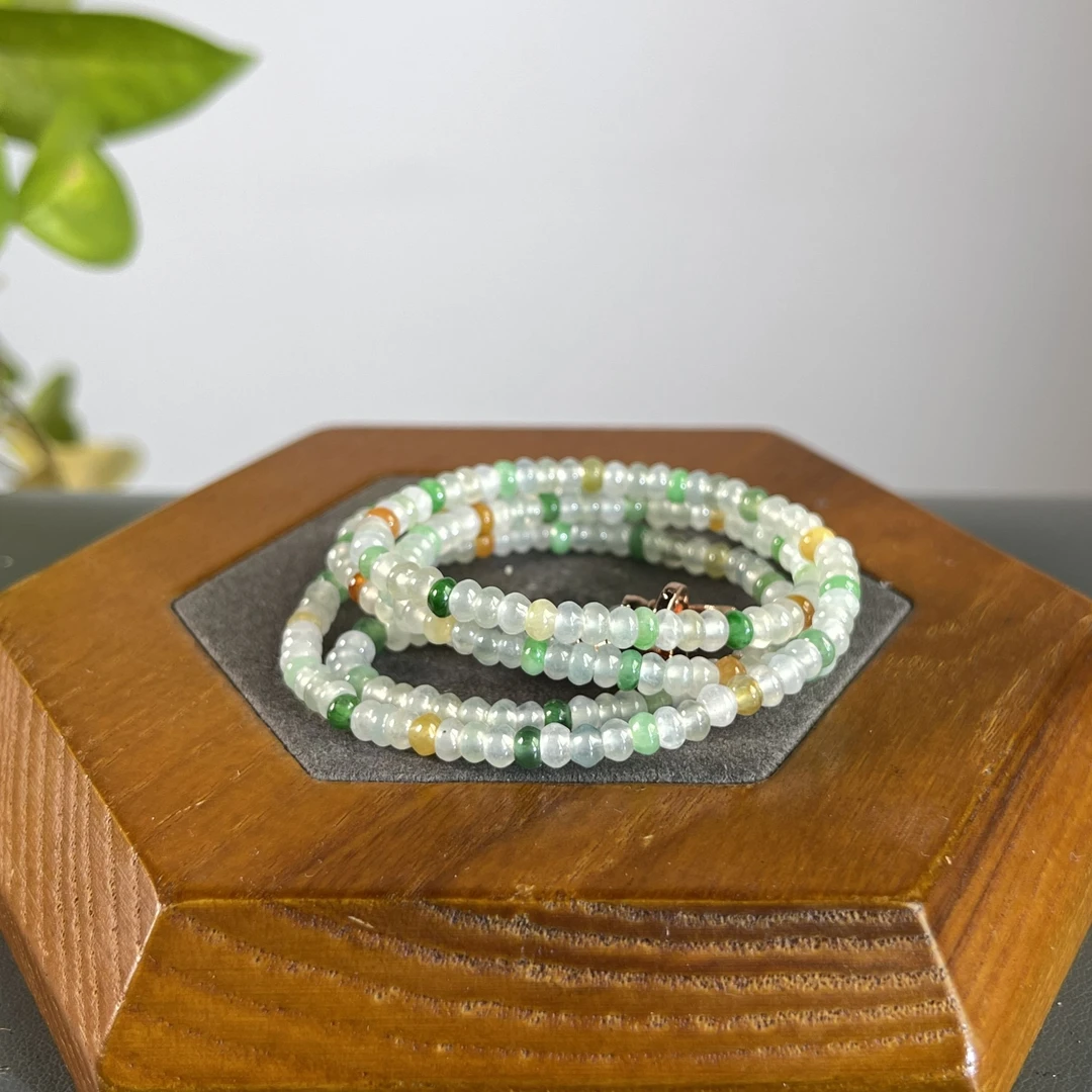 JYA21-61 天然缅甸A货翡翠 翡翠珠链（含配饰）