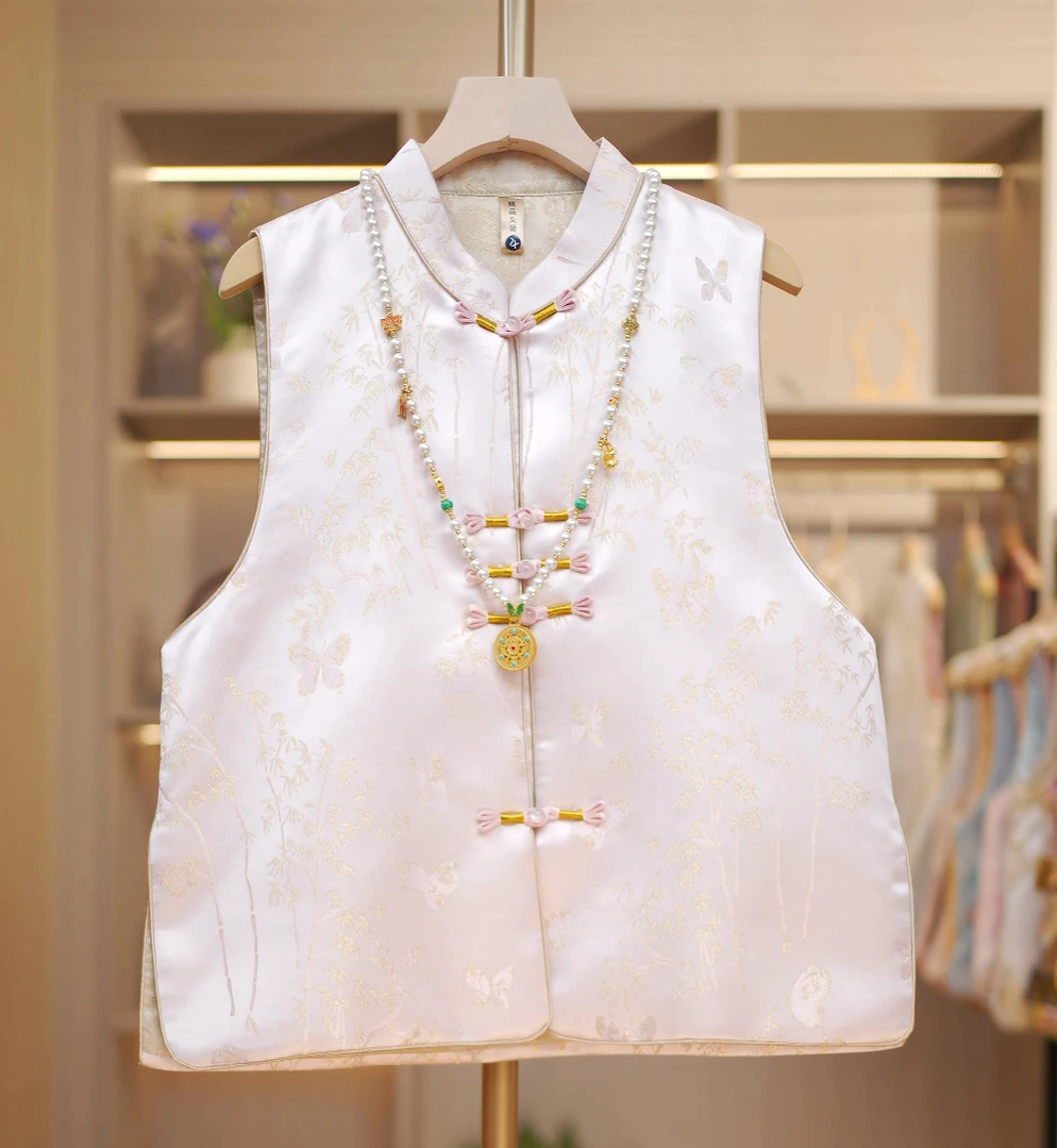 【金蝶】新中式设计感重工提花盘扣马甲背心女春秋温柔风气质减龄