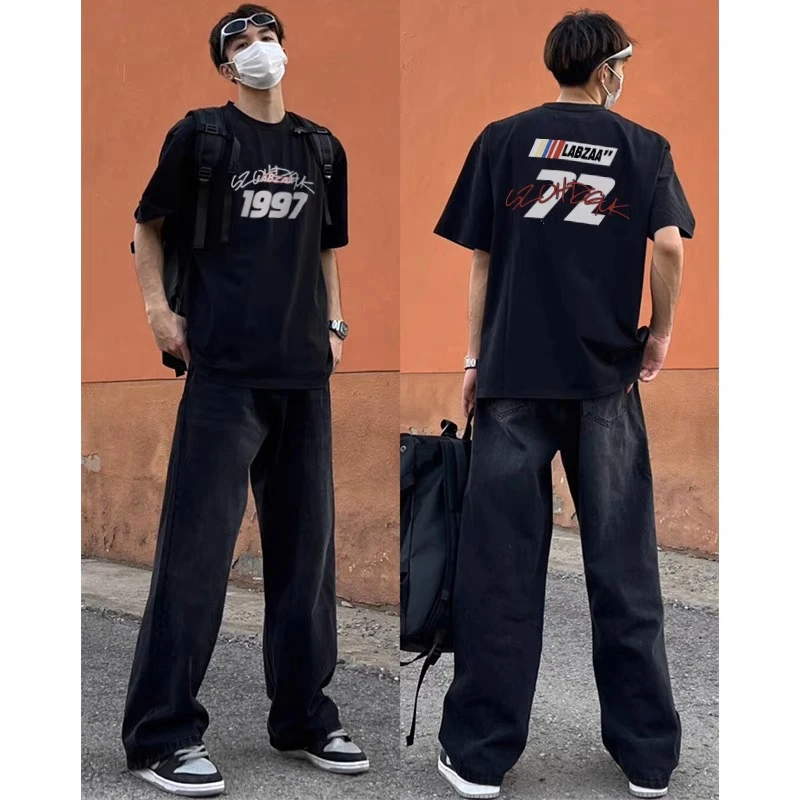 【260G重磅纯棉】新款字母印花圆领短袖T恤男夏季宽松休闲百搭上衣