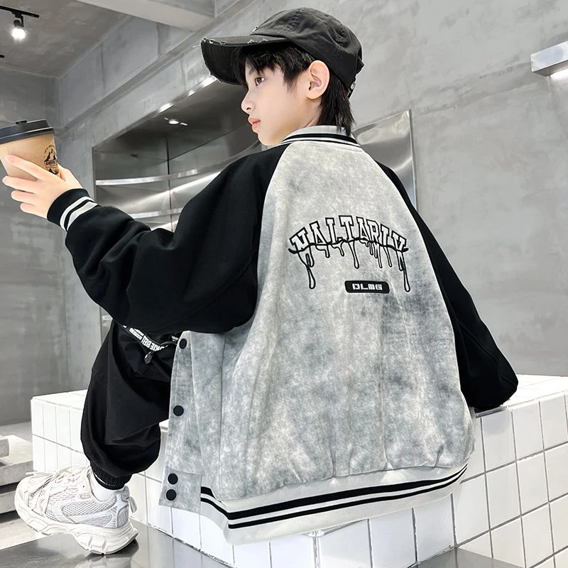 男童春秋外套2025新款中大童男孩春秋款时尚运动棒球服百搭帅气潮