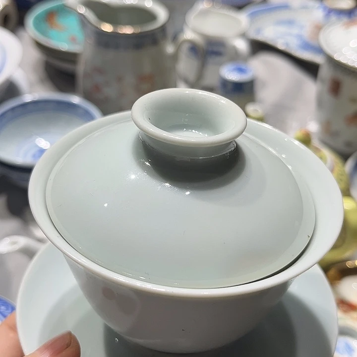 景德镇陶瓷草灰釉盖碗