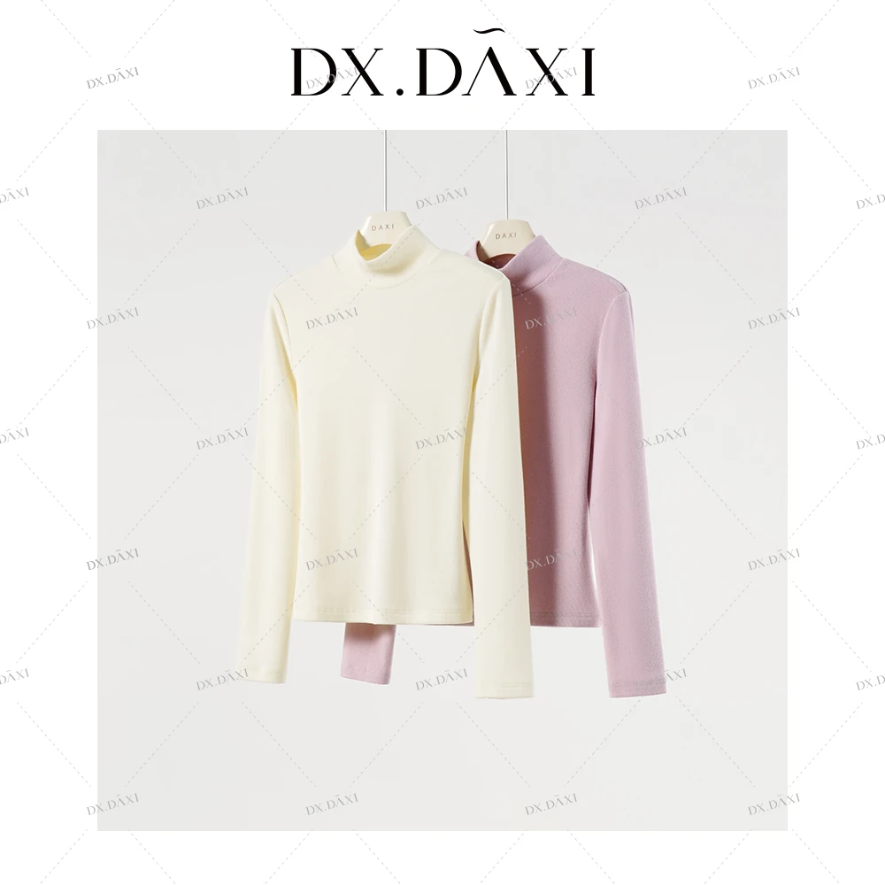 代大喜【温暖如初】简约休闲修身长袖百搭半高领打底衫2025新款T恤