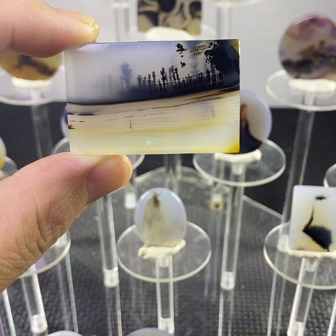 合成碳硅石非金属时尚图纹画面石饰品