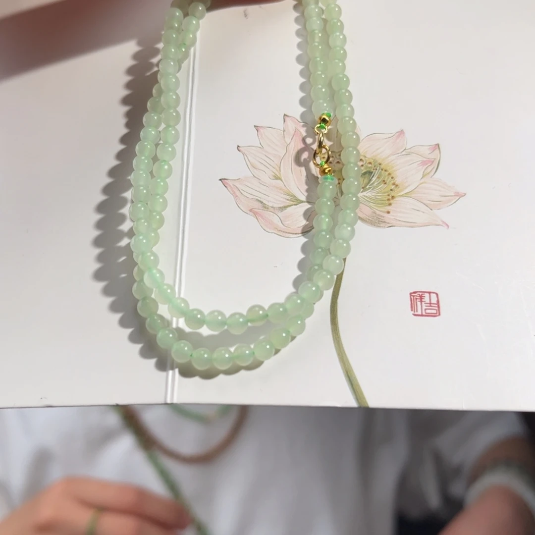 和田玉银S925镶嵌颈饰高冰晴水4mm99