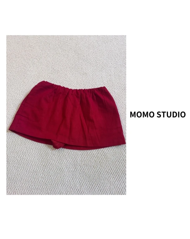 【MOMO STUDIO】低腰辣妹休闲百搭红色半身裙